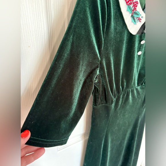 Hell Bunny Green Velvet Holiday Dress | Pinup Rockabilly Style | Size XS - Picture 8 of 13